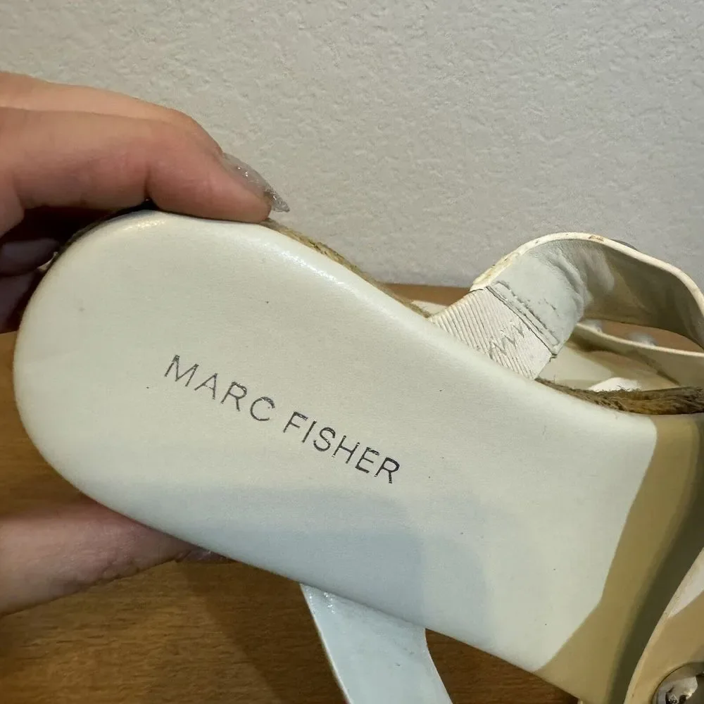 Marc Fisher Prisca Sandals‎ Leather Slides Studded Beige Pink Women's Size 9 M